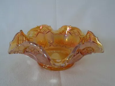 Buy Vintage Carnival Glass 15.5cm Orange Lustre Bowl • 6£