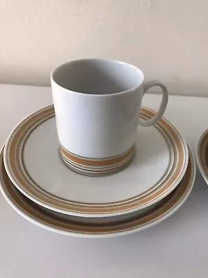 Buy Thomas Germany 2x Cup, Saucer & Plate Trio - Orange And Green Stripe Band • 18£