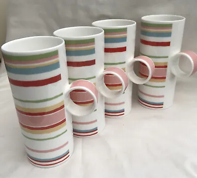 Buy Coffee Mugs X 4, Laura Ashley, Bone China, Hand Decorated Stripes, Tall And Thin • 24£