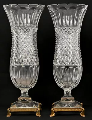 Buy Set Of 2 Bohemian Crystal Glass Vases 1950s • 532.30£