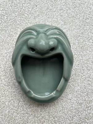 Buy Vintage Asian/Korean Green Glazed Happy Face Open Mouth Ashtray Home Decor Retro • 17.76£