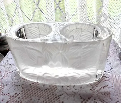 Buy Unusual Gorgeous Frosted & Clear Crystal/Cut Glass Double Candle/Votive Holder • 5£