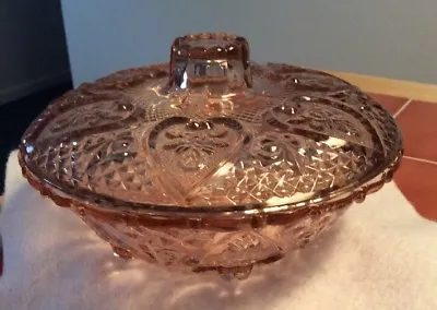 Buy Vintage Pink/peach Covered Dish Candy, Nuts So Beautiful Depression Ware? • 16.04£