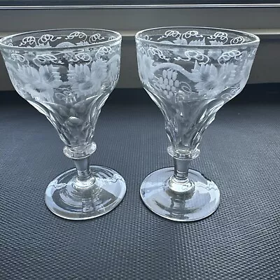 Buy Antique Anglo Irish Cut Crystal Glasses X2 • 10.99£