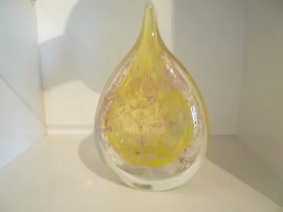 Buy Isle Of Wight Glass Yellow Crizzle Stone Lollipop Vase Signed • 220£