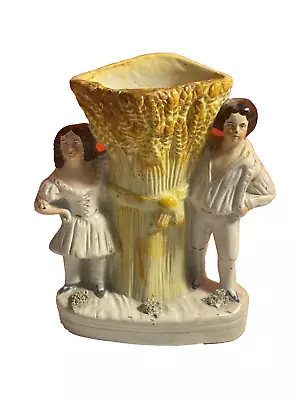 Buy Antique Victorian English Staffordshire Pottery Spill Vase Couple Figurine • 29.99£