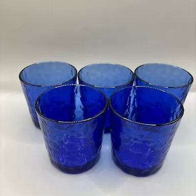 Buy Cobalt Blue Textured Juice Glasses Made In France 6 Ounces~Set Of 5 • 27.37£