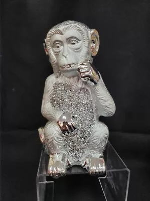 Buy Bling Silver Crushed Diamond Thoughtful Monkey • 13.50£