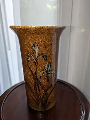 Buy Art Pottery Vase In Browns With Flowers Signed Vintage • 18£