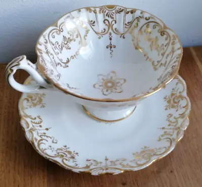 Buy Vintage Staffordshire Bone China Cups & Saucers Rococo Revival Style KIT • 7£