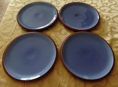 Buy 4 Denby Juice Berry Stoneware 10 1/2 In Dinner Plates Blue Terra Cotta EUC! • 42.69£