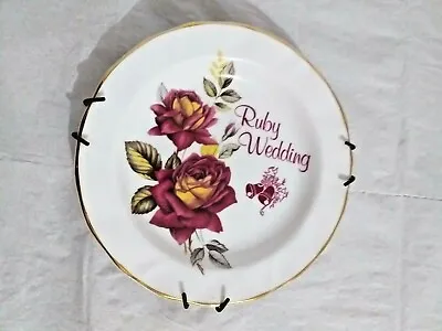 Buy English Bone China Ruby Wedding Plate (Made In England) Fenton China Company • 4.99£