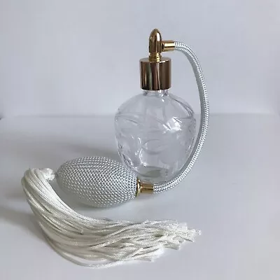 Buy Royal Brierley Perfume Atomiser Fuchsia Cut Glass Perfume Bottle Silver Puff • 14.99£