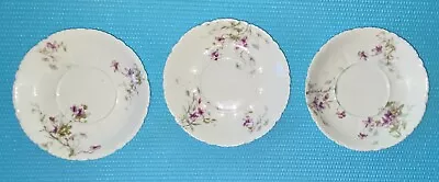 Buy Lot Of 3 Antique Haviland Limoges France 5.5  Saucers Violet Pattern 148 • 7.72£
