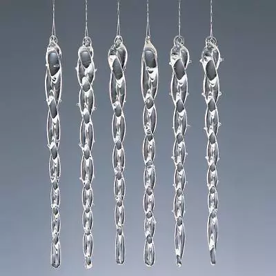 Buy Christmas Tree Decoration 6 Pack Clear Glass Twisted Icicles • 6.99£