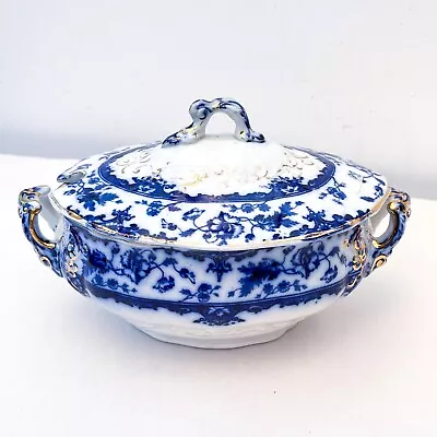 Buy Antique Leighton Pottery Blue & White Transferware Soup Tureen • 15.29£