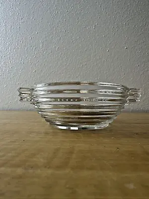 Buy Anchor Hocking MANHATTAN Clear 4.5  Double Handled Berry Sauce Bowl Art Deco • 14.48£