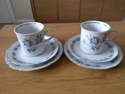 Buy Set Of 2 Mitterteich Bavaria Made In Germany 'Forget Me Not' Tea Trio Sets • 9.99£