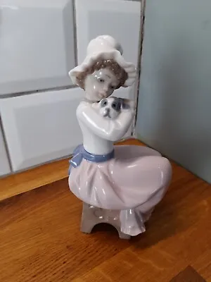 Buy Nao Lladro Figurine A Big Hug Girl With Puppy Porcelain Figure 1987 Retired  • 15£