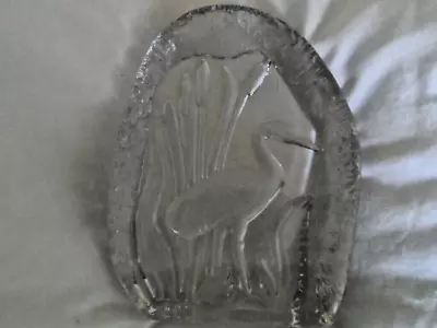 Buy Goebel Crystal Glass Stork / Heron Crane In Bullrushes German Paperweight • 6.99£