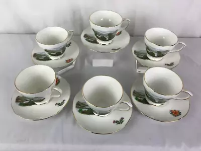 Buy Vintage Duchess, Loch Lomond Tea Cup Saucer Fine Bone China, Set Of 6, England • 115.82£