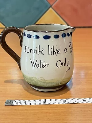 Buy Vintage LONGPARK,  Torquay Pottery Motto WARE Jug Drink Like A Fish Water Only ! • 3.25£