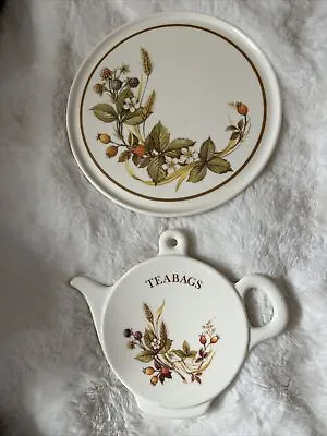 Buy Vintage M&S Teapot Stand And Teabag Plate Retro Melamine Harvest Design. • 6.50£