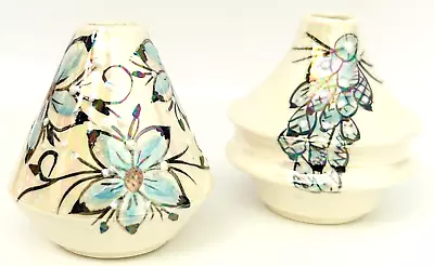 Buy Vintage Tiny Art Pottery Vases Iridescent Glaze Handmade 2.25 In Tall • 11.58£