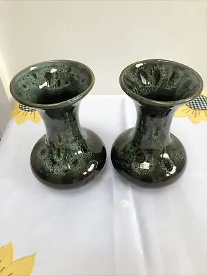 Buy Pottery Rare Green Pattern Honeycomb Vases X2 Foster? • 10£