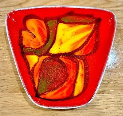 Buy Poole Pottery Delphis Abstract Red Orange Dish Plate Shape 81 Vintage 1970s • 25£