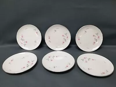 Buy Set Of 6 Contour China Pink Patio Rose Pattern 6.25  Dessert Bread Plates • 12.14£