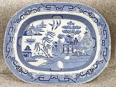 Buy Vintage Blue And White Willow Pattern Meat Plate Platter Ironstone China • 34.99£