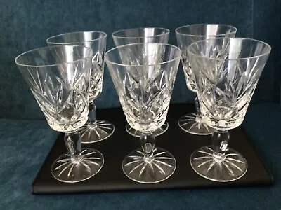 Buy  Vintage Cut Crystal Wine Glasses X 6.Clear. Fan & Cross Pattern.Height 13.5cm  • 22£