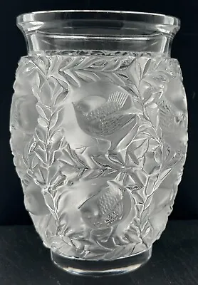 Buy Vintage Lalique Bagatelle Clear Frosted Crystal Glass Flower Vase France Birds • 521.75£