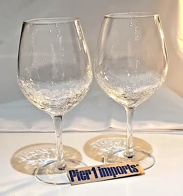 Buy Pier 1 Red Wine Crystal Crackled Clear Goblets 8 5/8”T - 18 Oz.- One Pair • 50.92£