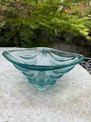 Buy Sklo Vintage Czech Hermanova Hut Blue Glass Bowl Designed By Vaclav Hanus • 40.99£