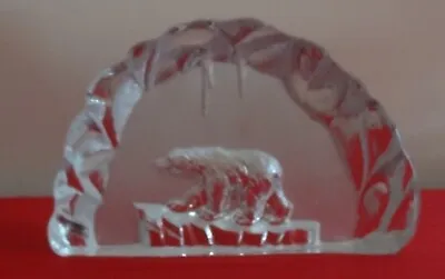 Buy Mats Jonasson Crystal Glass Paperweight Ornament Polar Bear Handmade In Sweden • 10£