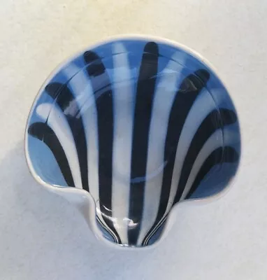 Buy Vintage Hornsea Pottery Slipware Blue, Black & White Scallop Dish Clappison 50s • 26.99£