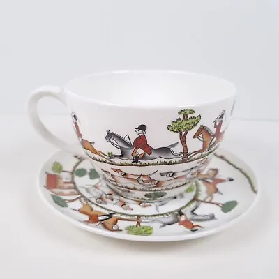 Buy Crown Staffordshire Hunting Scene Oversized Cup & Saucer Set Bone China England • 32.27£