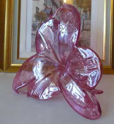 Buy Vintage Murano Art Glass Flower Candle Holder Sculpture In Pink & Aventurine Xl • 35£