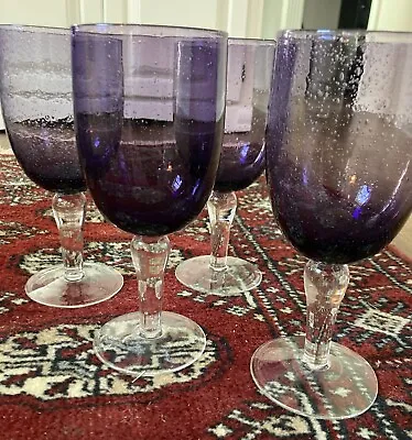 Buy Purple Goblets Wine Glassware AMETHYST Wine Glasses Hand Blown Glass Water WINE • 38.51£