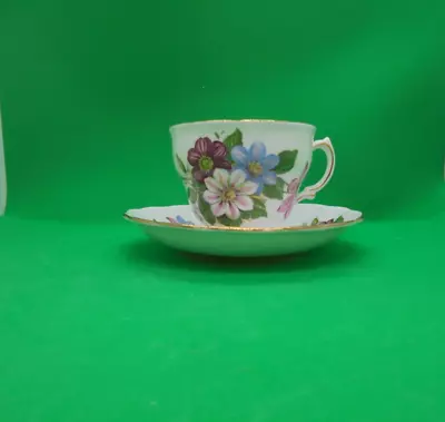 Buy Royal Vale Bone China Teacup & Saucer Pink Blue Purple Flowers • 18.94£