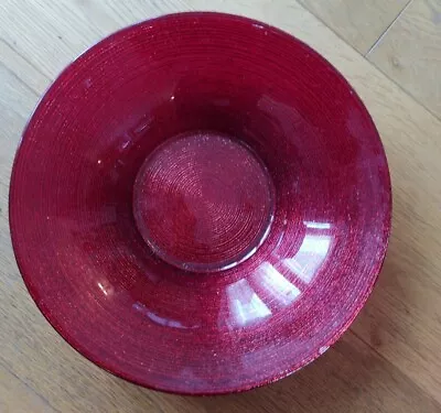 Buy Sale Stunning Red Turkish Large Art Glass Bowl  10.5  Diameter * • 15£