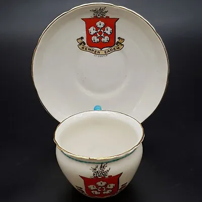 Buy Antique W H Goss Cup And Saucer Crestware Crested China Miniature Leicester Red • 8.95£