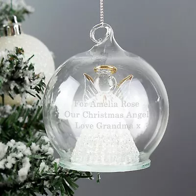 Buy Personalised Engraved Luxury Glass Angel LED Christmas Tree Bauble Decorations • 13.99£