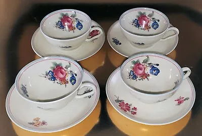 Buy 4 Delicate THOMAS Germany Flat Demitasse Or Tea Cups, #07131 Floral Design 1930s • 43.15£