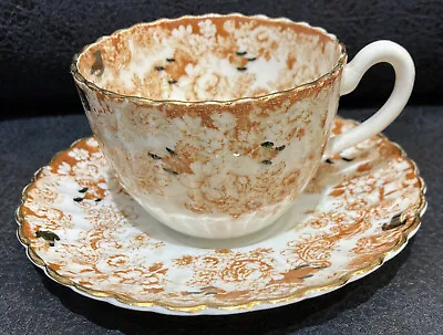 Buy Antique Radfords Fenton China Gold/gilded Floral Tea Cup & Saucer Duo • 15£