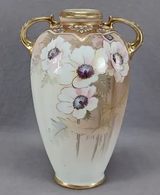 Buy Nippon Morimura Hand Painted Pink Purple & Gold Poppies Vase Circa 1911-1921 • 199.80£