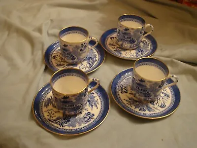 Buy Antique 1800s Copeland Spode Blue/white Pagoda Willow 1327 4 X Coffee Cup Sets • 45£