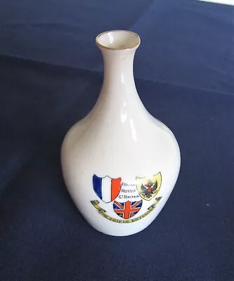 Buy WWI Era Crested China Vase - The Triple Entente Of France, Russia & Britain • 3.99£